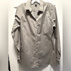Eddie Bauer gray w/ chartreuse button down Tunic